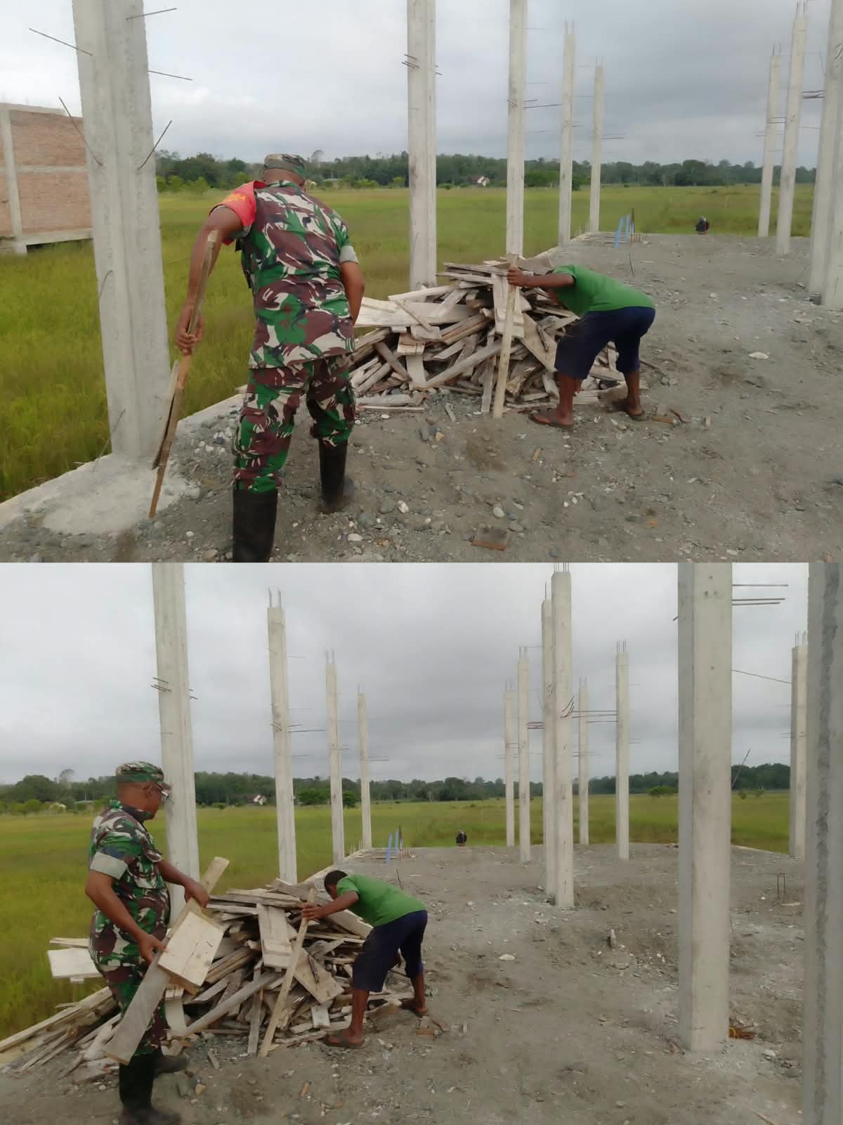 Warga dan Babinsa Kompak Siapkan Lokasi Pembangunan Rumah di Kecamatan Bubon